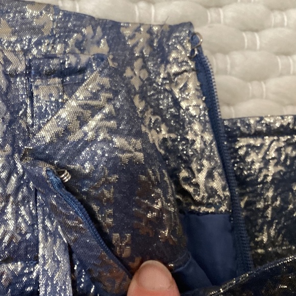 Vintage PRADA Womens Silver and Gold Brocade Belted Mini Skirt Size 38 US 2 EUC - Picture 5 of 13